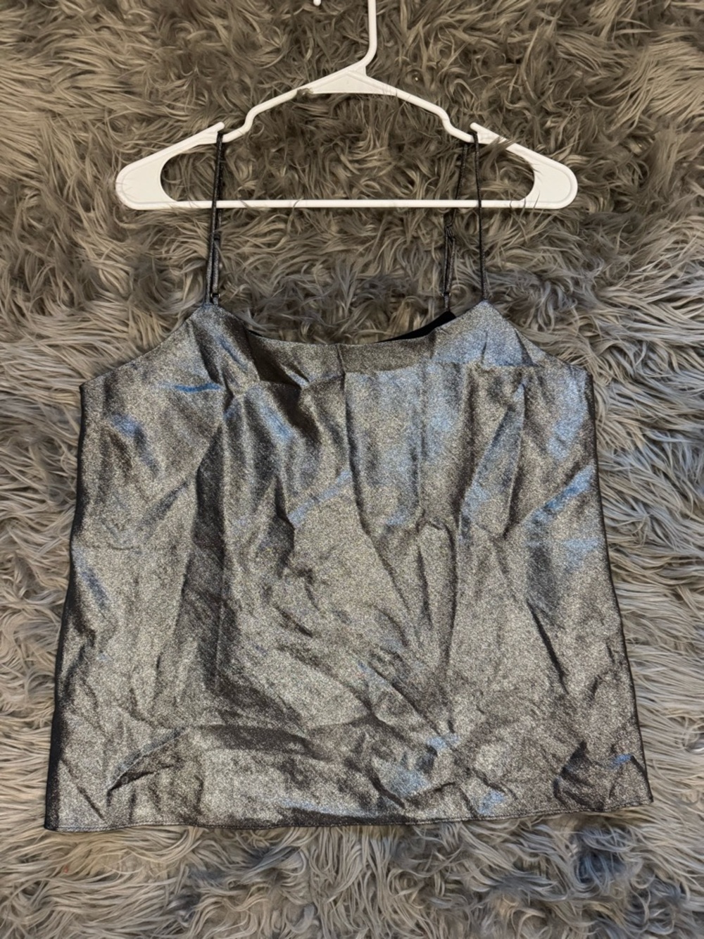 Banana Republic Metallic Silver Satin Cami Top